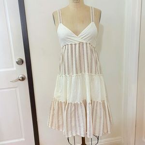 Zara Girls Tiered Frock Cotton Wide Spaghetti Straps V Neck Dress